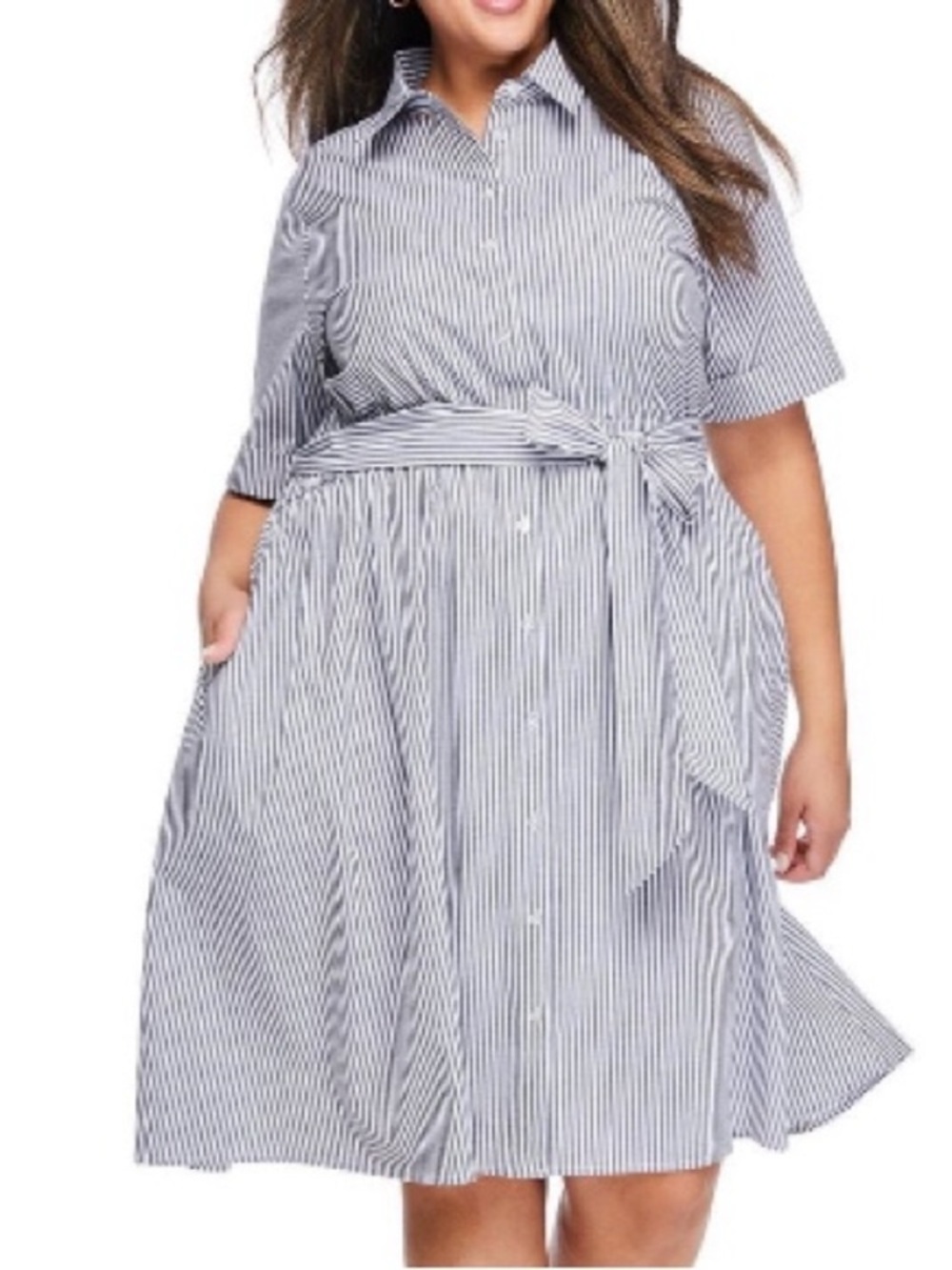 NWT Lane Bryant plus size 2X striped button down shirt dress preppy